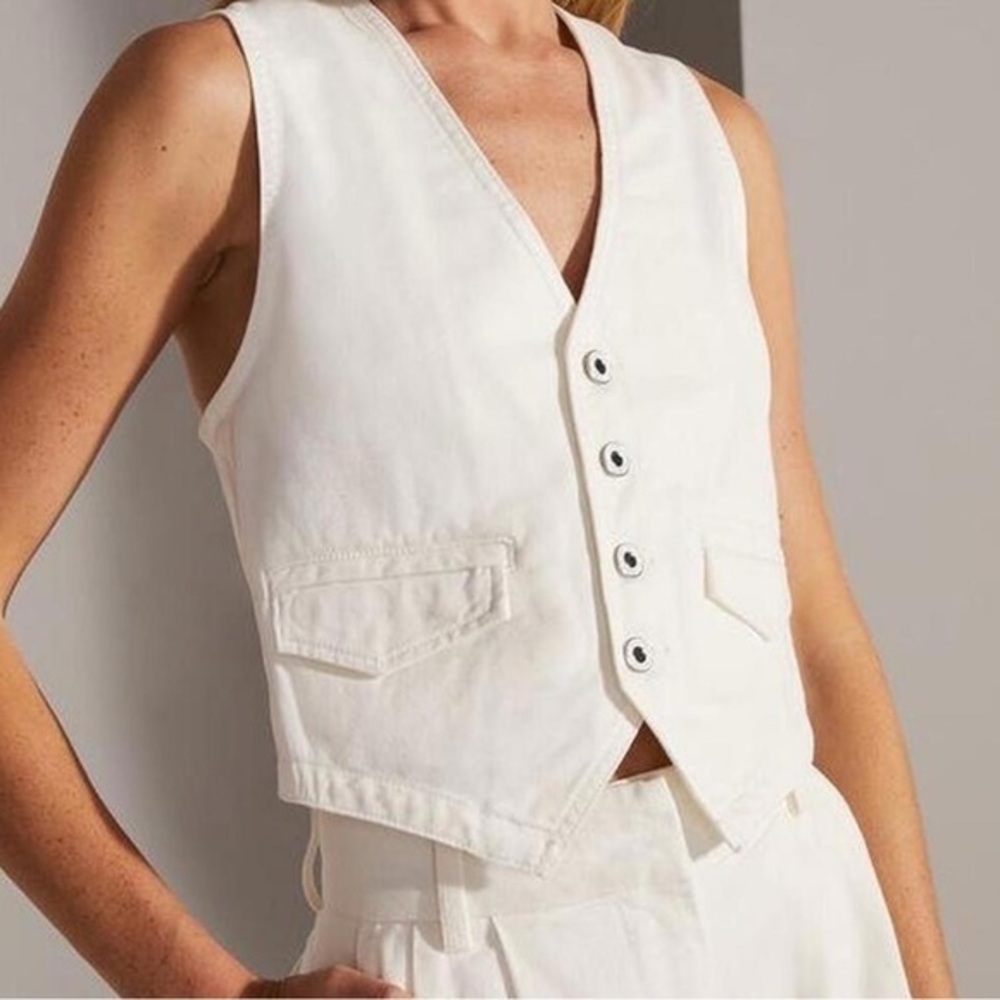 FAVORITE DAUGHTER The Poppy White Denim Western Vest